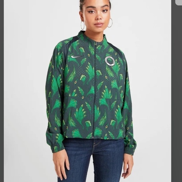 Nike Nigeria Cropped Jacket Football Dri-FIT Feather Print Packable size XS - Picture 1 of 6